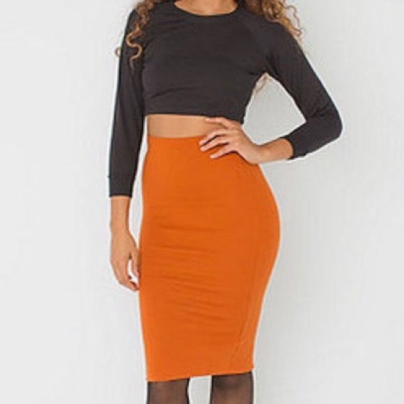 AMERICAN APPAREL Ponte Mid-Length Pencil Skirt - Picture 2 of 4